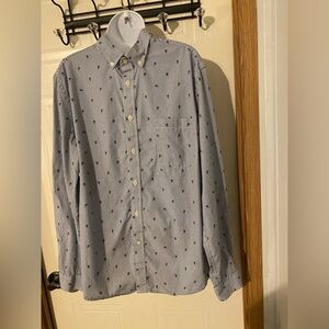 Goodfellow Northrop long sleeve button down shirt pinstripe palm tree motif